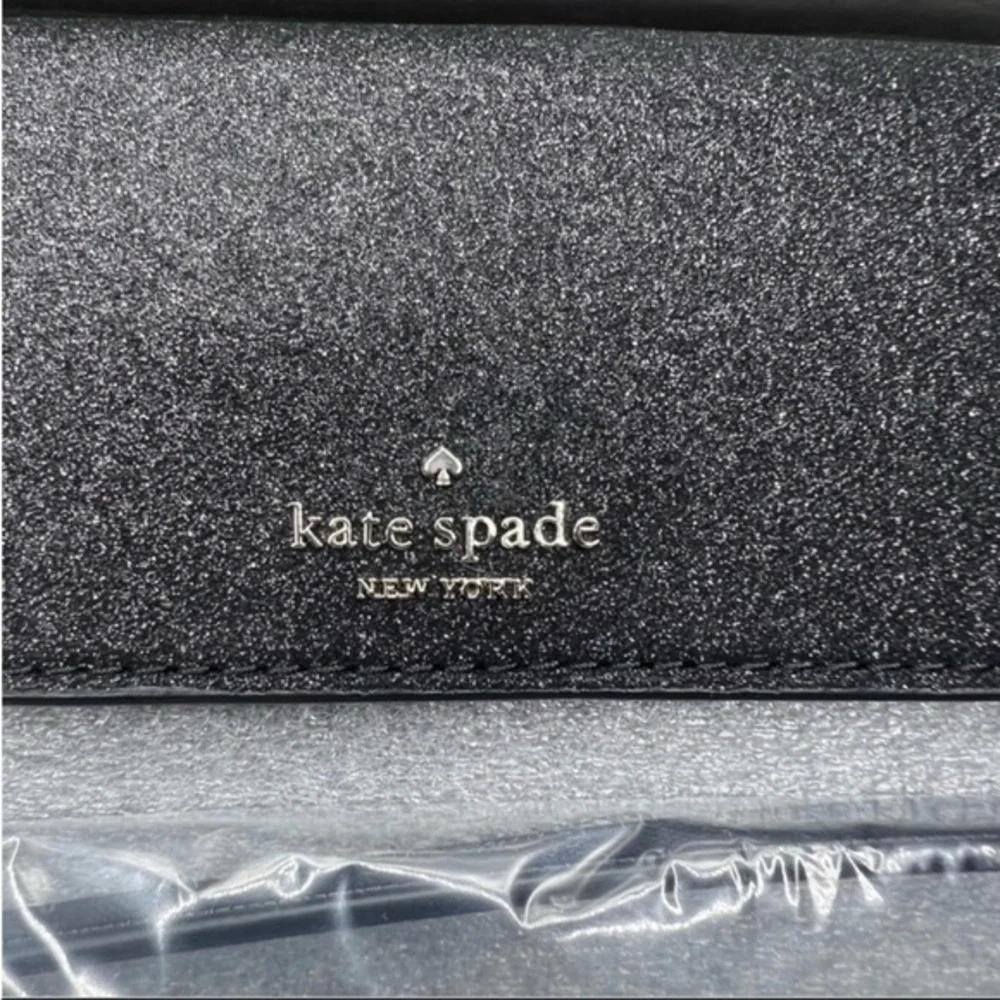 Kate Spade large black glitter tech phone wallet/ wristlet